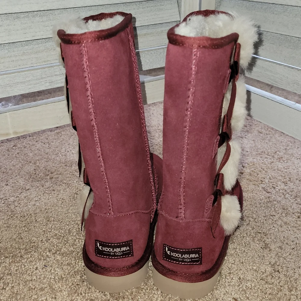 Koolabura by UGG Burgundy Suede Boots with Fur Lining - youth‎ 5